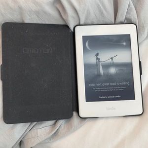 Barely used Kindle with hardcover case